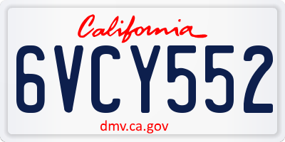 CA license plate 6VCY552