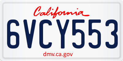 CA license plate 6VCY553