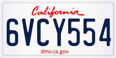 CA license plate 6VCY554