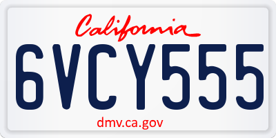 CA license plate 6VCY555