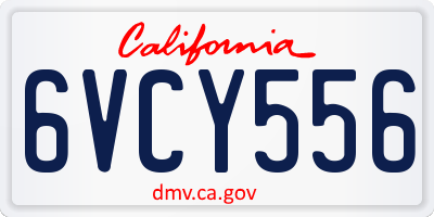 CA license plate 6VCY556