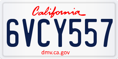 CA license plate 6VCY557