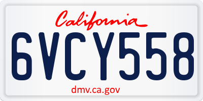 CA license plate 6VCY558
