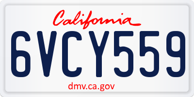 CA license plate 6VCY559