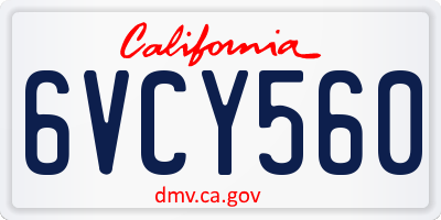 CA license plate 6VCY560