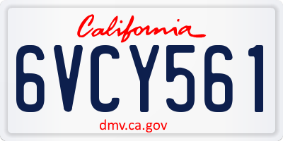CA license plate 6VCY561