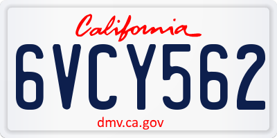 CA license plate 6VCY562