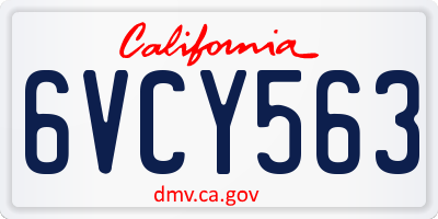 CA license plate 6VCY563