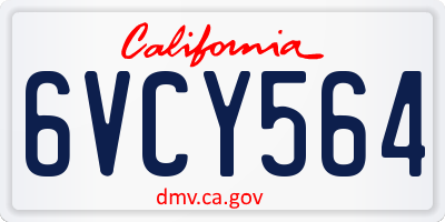 CA license plate 6VCY564