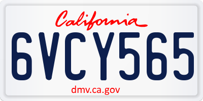 CA license plate 6VCY565