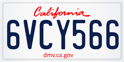CA license plate 6VCY566
