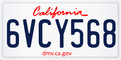 CA license plate 6VCY568