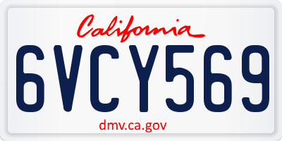 CA license plate 6VCY569