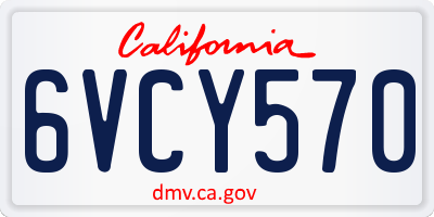 CA license plate 6VCY570