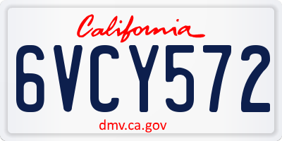CA license plate 6VCY572