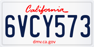 CA license plate 6VCY573