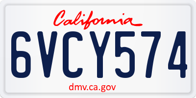 CA license plate 6VCY574