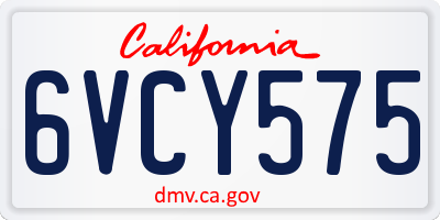 CA license plate 6VCY575