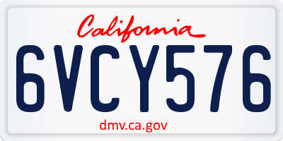CA license plate 6VCY576