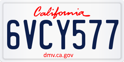 CA license plate 6VCY577