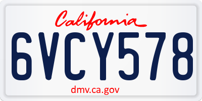 CA license plate 6VCY578