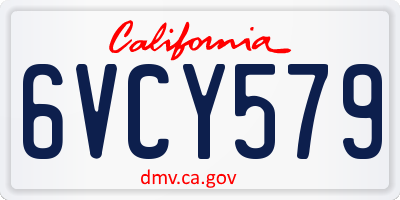 CA license plate 6VCY579