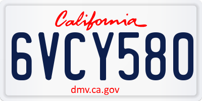 CA license plate 6VCY580