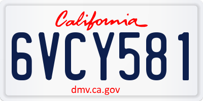 CA license plate 6VCY581