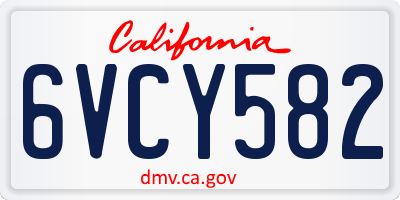 CA license plate 6VCY582