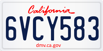 CA license plate 6VCY583