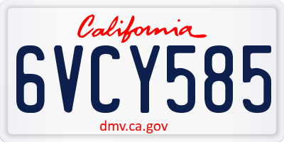 CA license plate 6VCY585