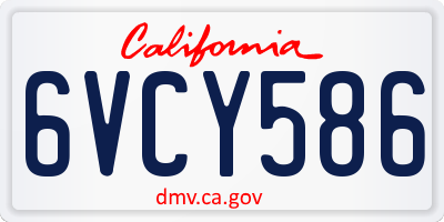 CA license plate 6VCY586
