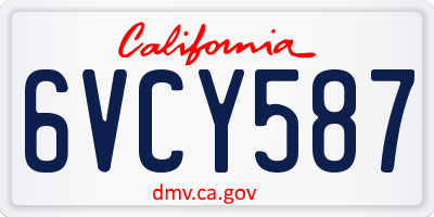 CA license plate 6VCY587