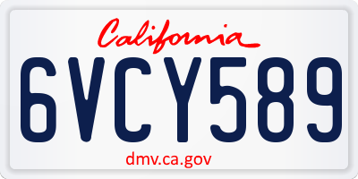 CA license plate 6VCY589