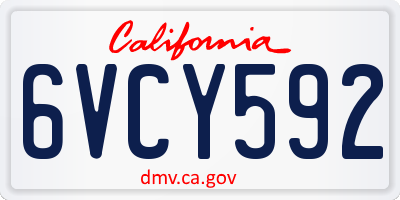 CA license plate 6VCY592