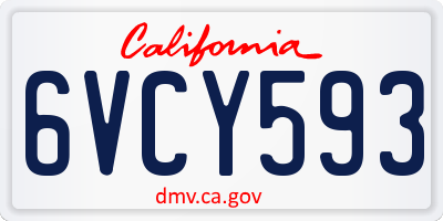 CA license plate 6VCY593