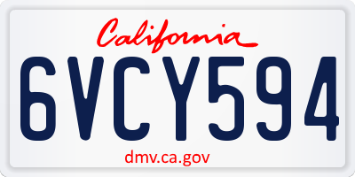 CA license plate 6VCY594