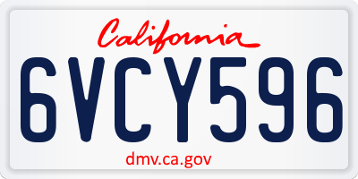 CA license plate 6VCY596
