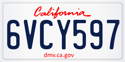 CA license plate 6VCY597