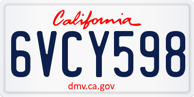 CA license plate 6VCY598