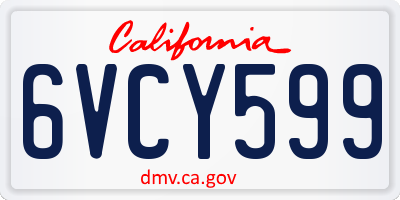 CA license plate 6VCY599