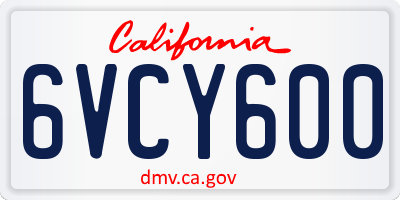 CA license plate 6VCY600