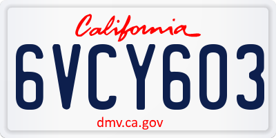 CA license plate 6VCY603