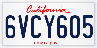 CA license plate 6VCY605