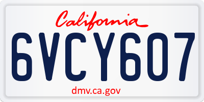 CA license plate 6VCY607