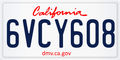 CA license plate 6VCY608