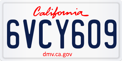 CA license plate 6VCY609