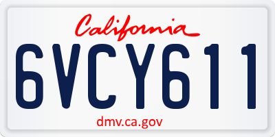CA license plate 6VCY611