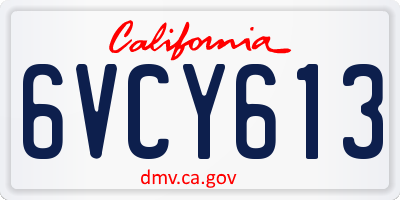 CA license plate 6VCY613