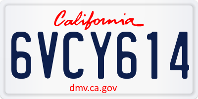 CA license plate 6VCY614